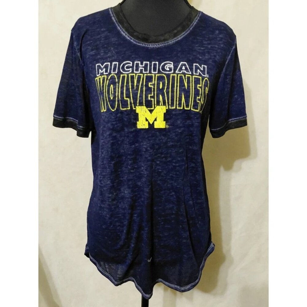 Bottom Drawers Michigan Wolverines Womens Sleepwear Shirt Sz M Blue Short Sleeve